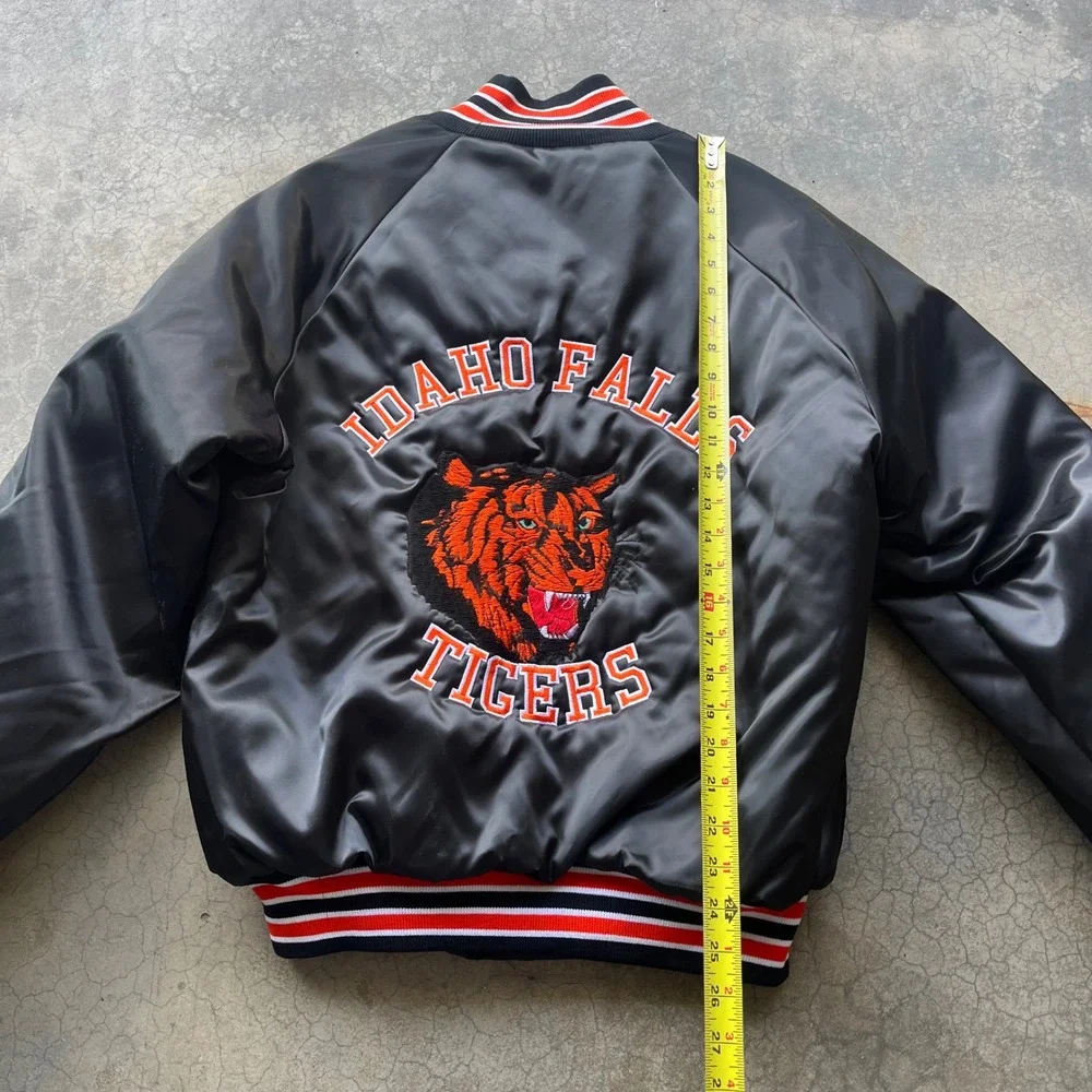 Vintage WestArk Idaho Falls Tigers Satin Varsity Jacket Mens Medium Black USA